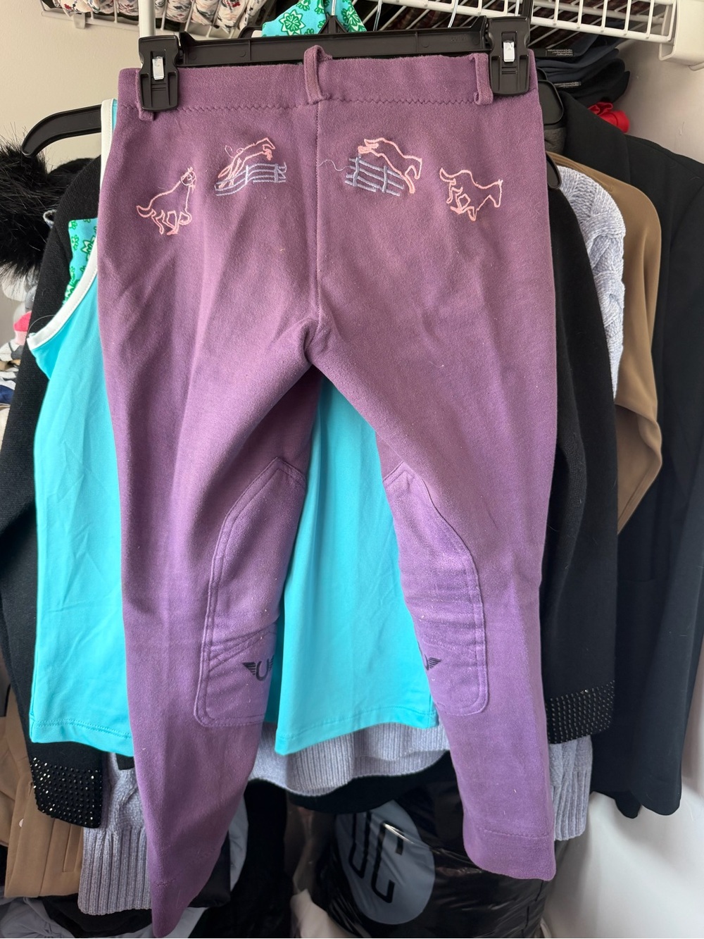 TuffRider knee patch horse riding pants Purple Kids Riding Breeches size 10